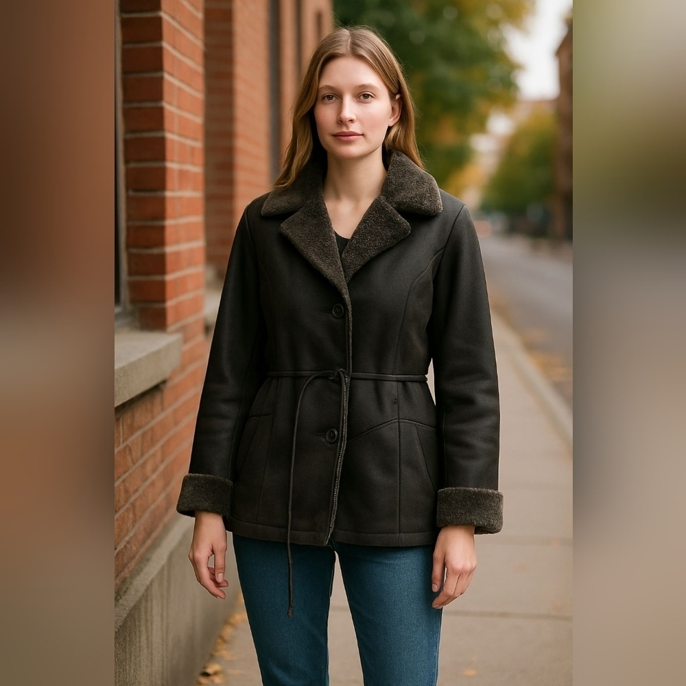 Terry Lewis Faux Suede Jackey Lined With Pockets Stylish Cute L